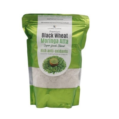 Black Wheat Moringa Flour, 1Kg - Livingearth.in - (Ground by Naati Grains / High Antioxidants )